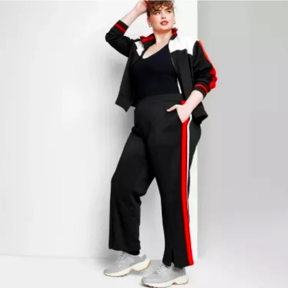 #AI New Women's High-Rise Track Zip Pants Wild Fable Black Y2K Style Small - Picture 3 of 7